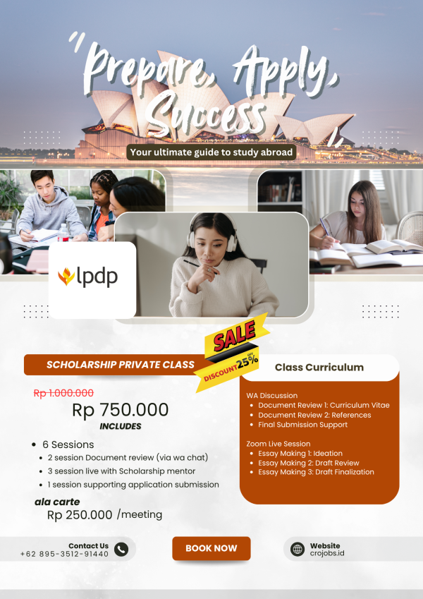 Bimbingan Beasiswa Private 1 sesi